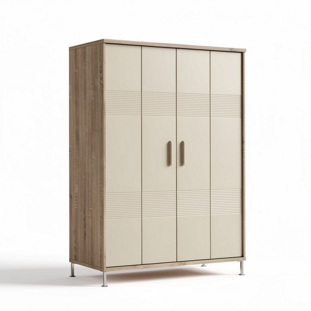 Kleiderschrank aus Holz mit beige-fronten 180 x 90 x 40 cm für schlafzimmer
