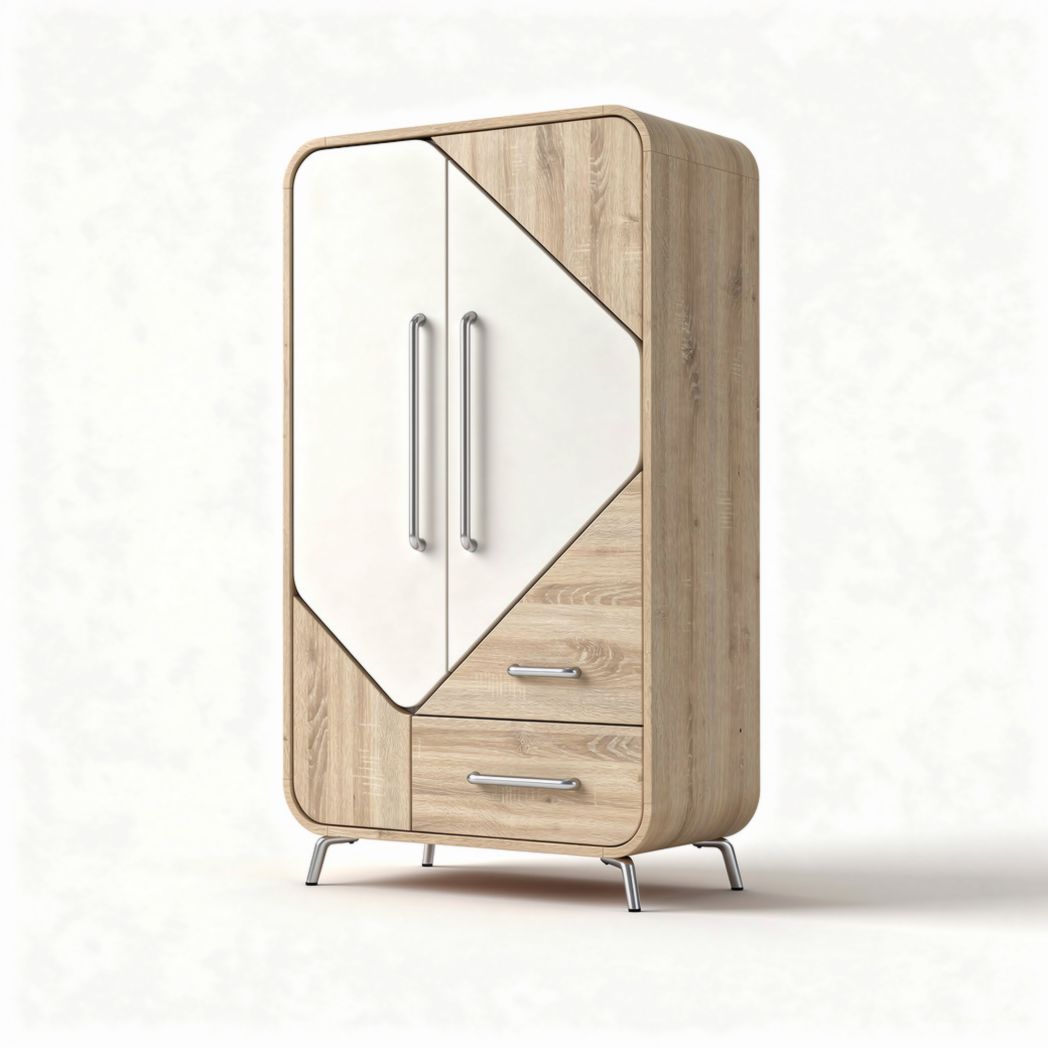 Kleiderschrank aus Holz mit weißer Tür 80 x 40 x 180 cm modern und funktional
