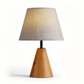Tischlampe aus hellem Holz mit grauem Textilschirm 30 x 30 x 50cm