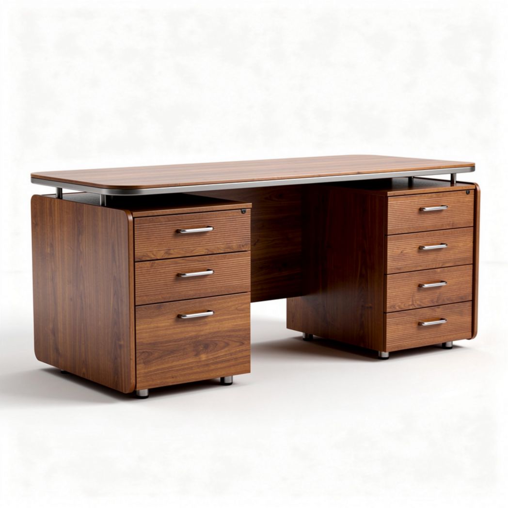 Schreibtisch aus Holz mit mehreren Schubladen 150 x 75 x 75cm braun
