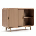 Sideboard aus Holz in naturfarbe mit schiebetüren und offenen fächern 120 x 40 x 70cm