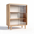 glasvitrine aus holz mit zwei fächern und maßen 90 x 60 x 120cm