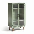 glasvitrine aus metall mit glastüren in grün 90 x 45 x 150cm