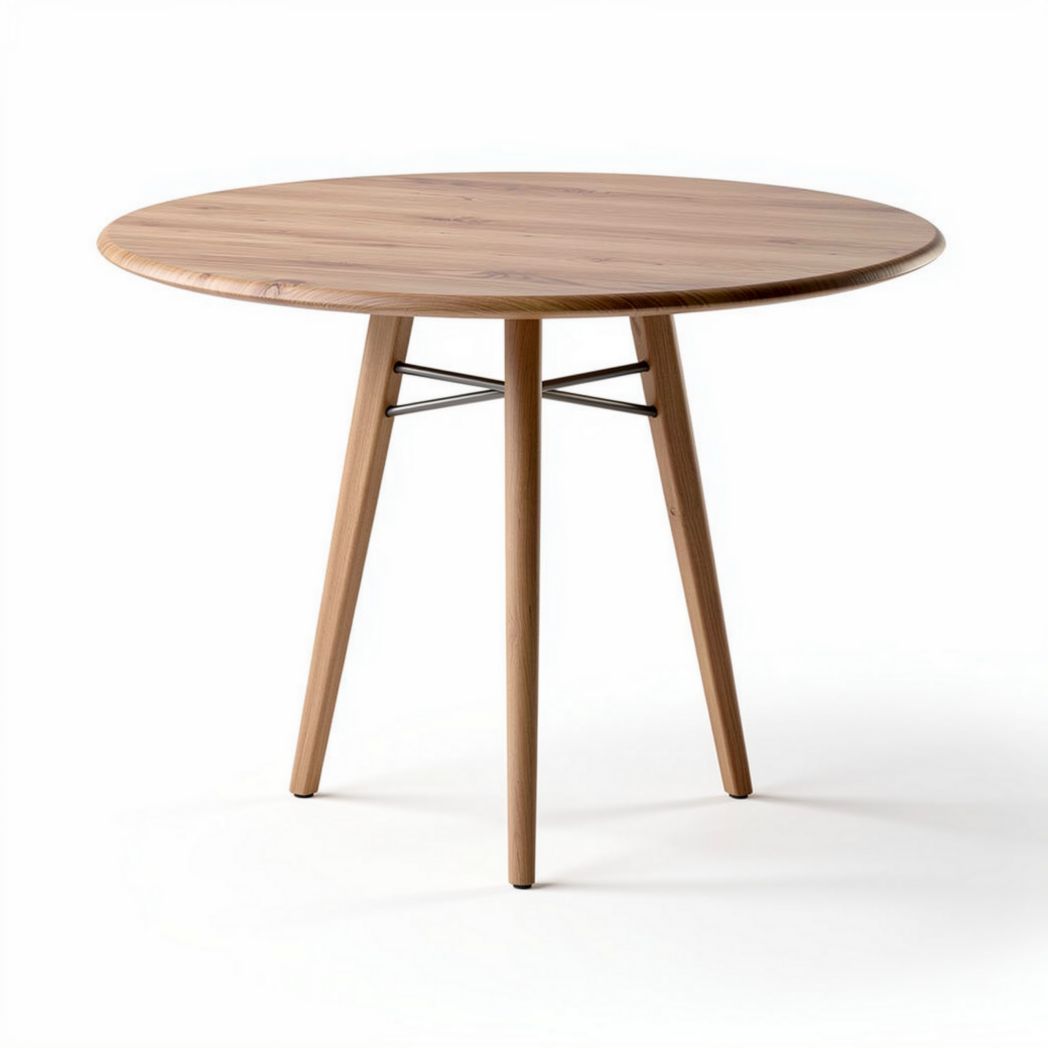 Runder holztisch mit metallbeinen 70 cm durchmesser und 75 cm höhe