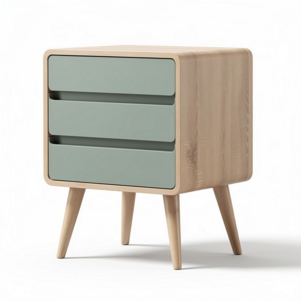 Nachtschrank aus Holz mit drei Schubladen in mintgrün 60 x 40 x 50cm